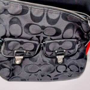 Coach Logo Monogram Metallic Black Handbag Shoulder Strap Purse D1275-18980